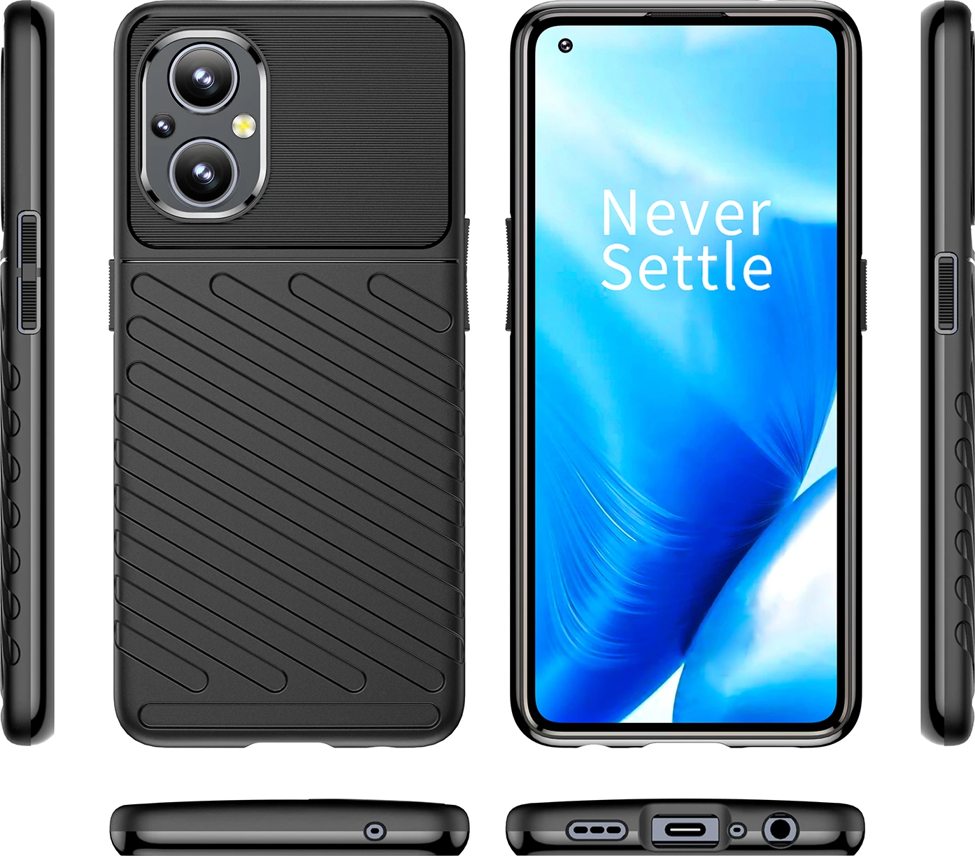Mbështjellës Hurtel Thunder Case për OnePlus Nord N20 5G, i zi