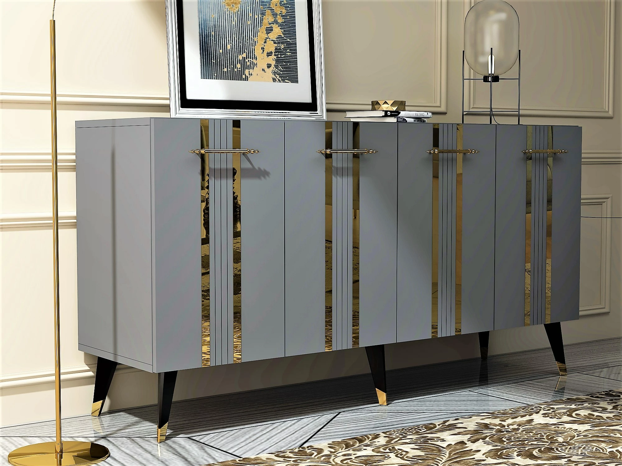 Konsol Hanah Home, Asel, anthracite-gold