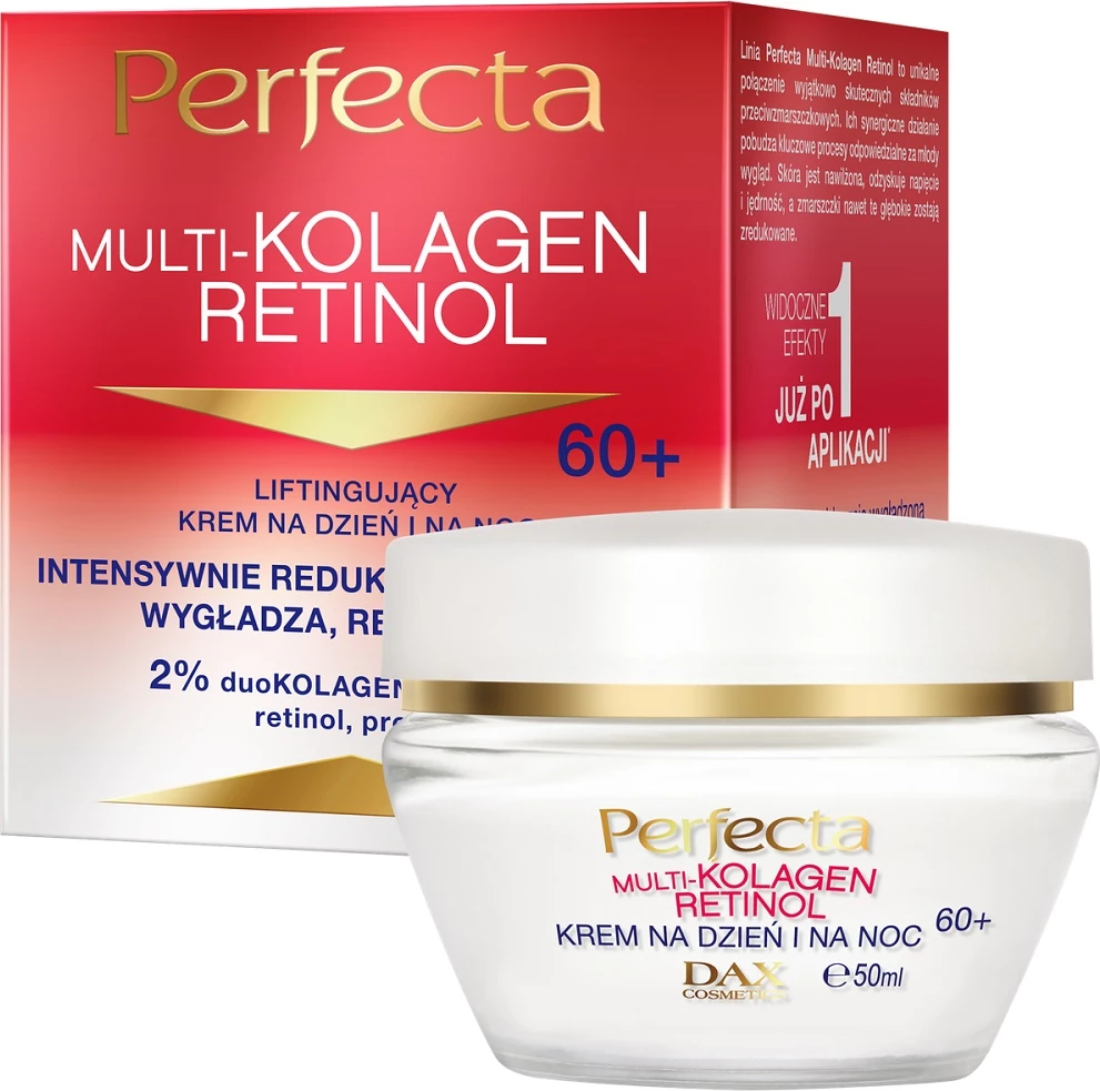 Krem ditës dhe natës për fytyrë për femra Perfecta Multi-Collagen Retinol Lifting 60+, 50ml