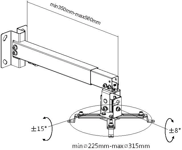 Mbajtës projektori EQUIP, universal, montim në mur/tavan, 20 kg, i bardhë