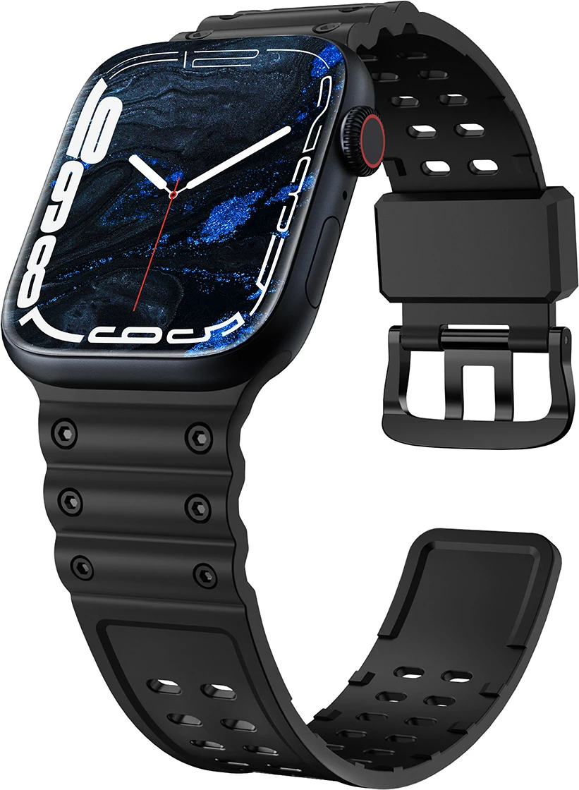 Rrip Apple Watch Hurtel Strap Triple Protection, për seri SE/9/8/7/6/5/4/3/2/1 (41/40/38mm), i zi