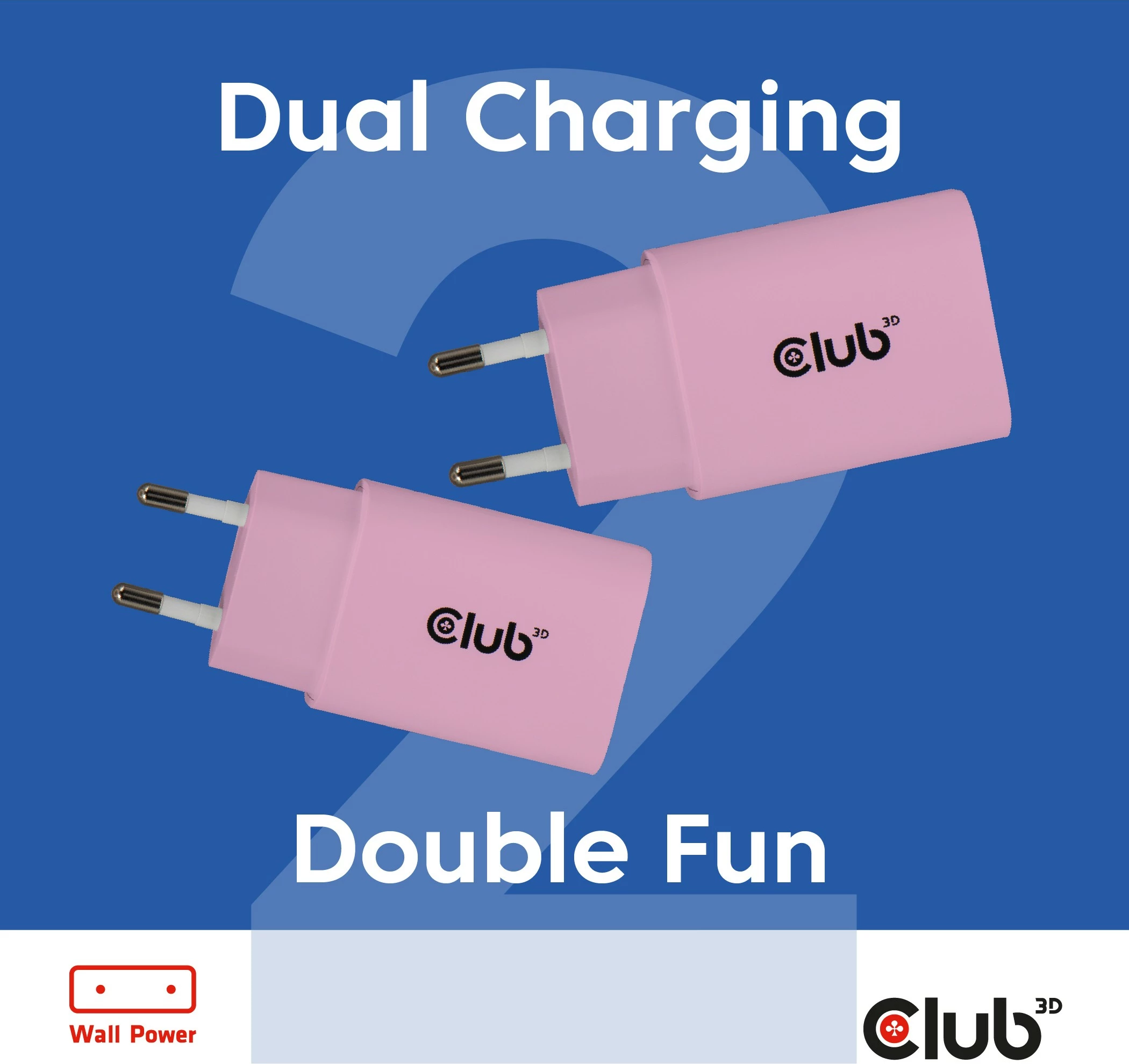Karikues USB-C Club3D CAC-3021, 30W, 2 copë, rozë