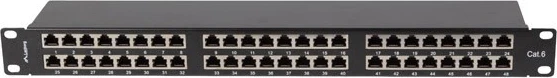 Paneli i Patcheve Lanberg PPS6-1048-B, 19" 1U kat.6 ekranuar FTP me 48 porta, ngjyrë e zezë