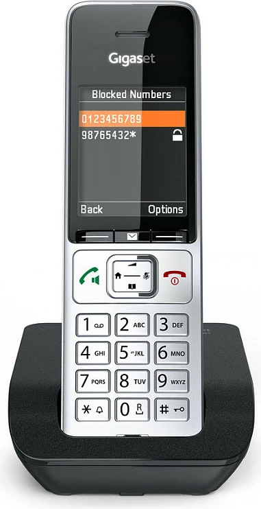 Telefon pa tel Gigaset COMFORT 500, DECT, Speakerphone, 200 kontakte, ID thirrësit, Ngjyrë e zezë dhe argjendtë