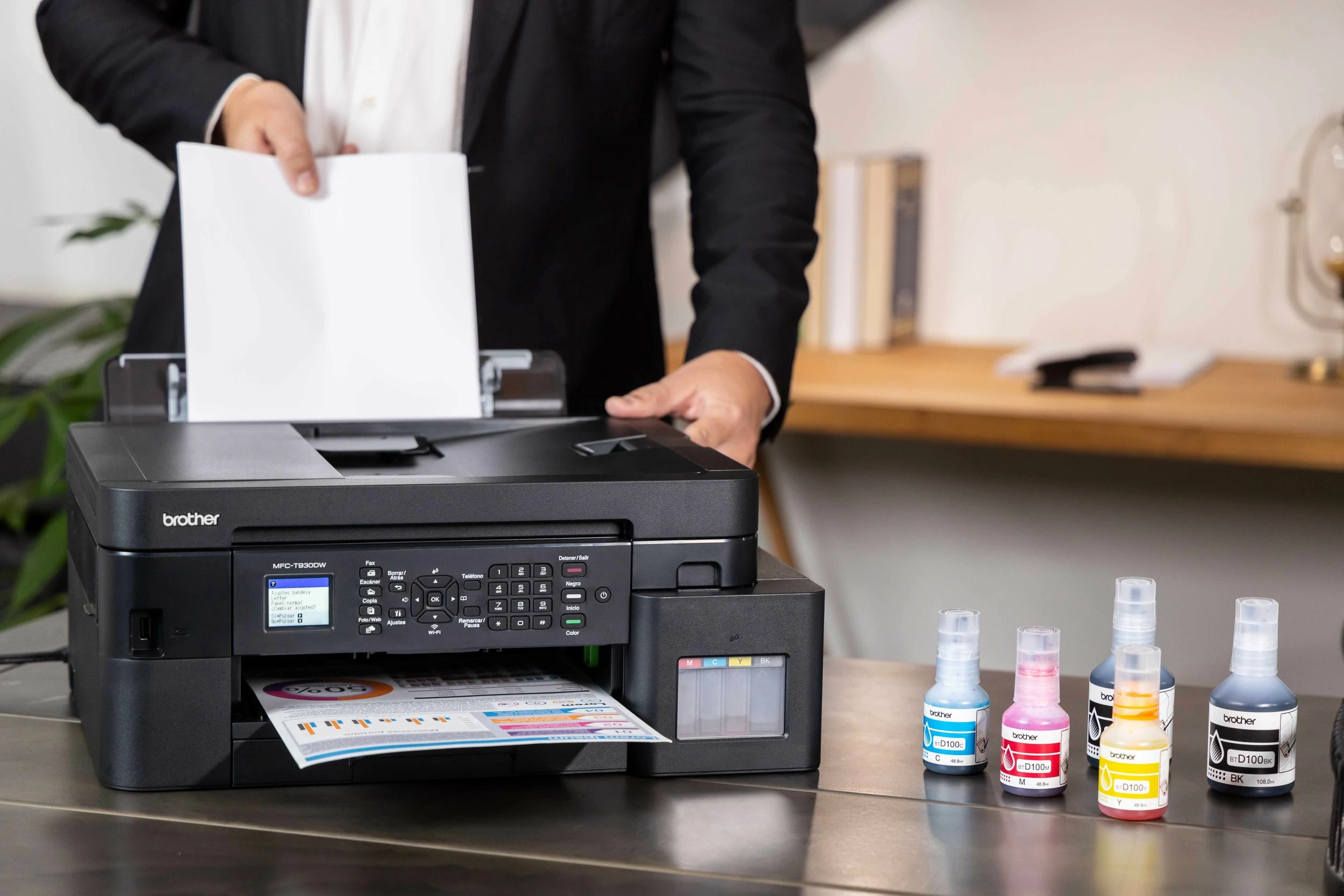Printer multifunksional Brother MFC-T930DW A4, Wi‑Fi, Ethernet, CISS, duplex, ADF 20 fletë, i zi