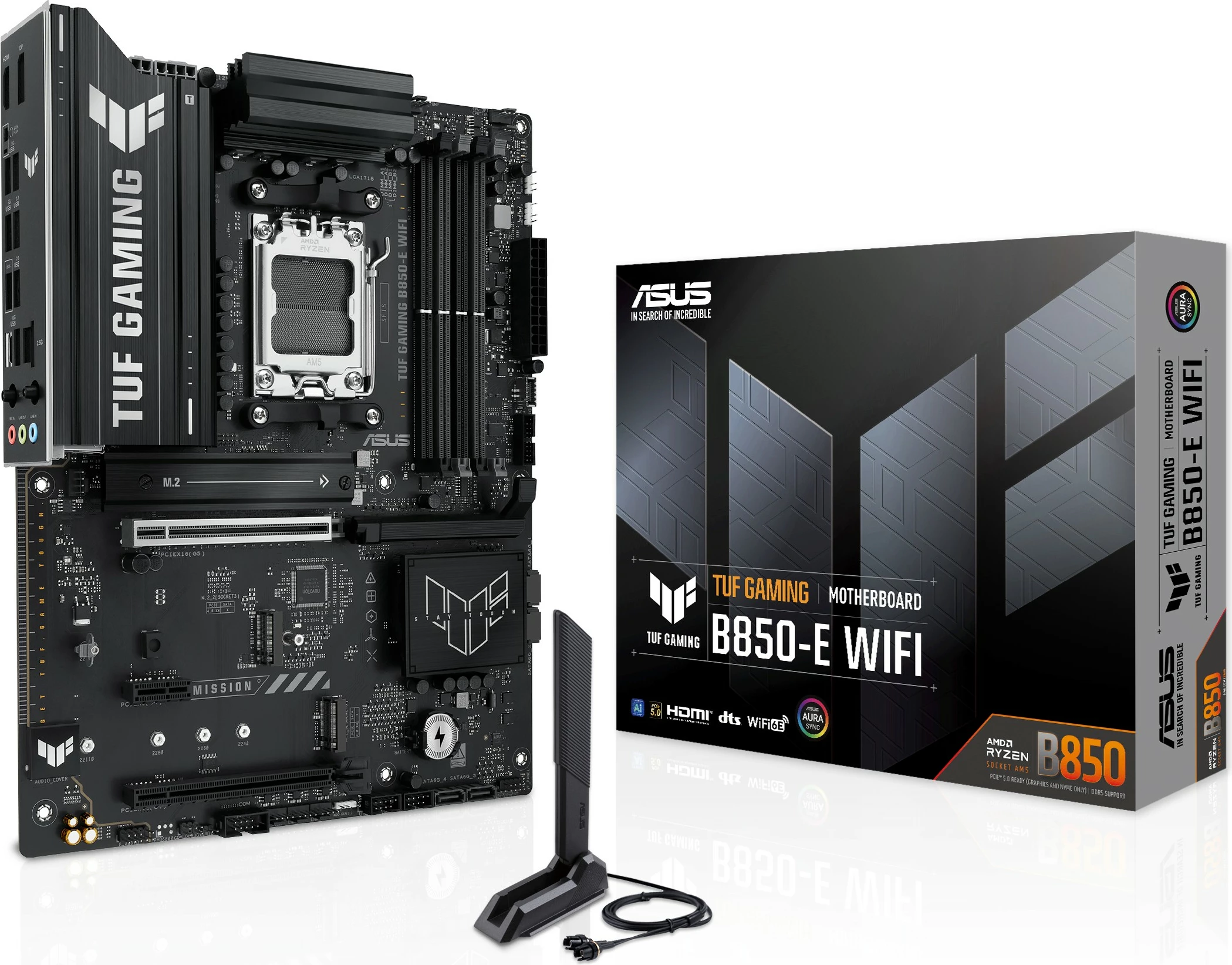 Pllakë amë ASUS TUF GAMING B850-E WIFI, AMD, Socket AM5, DDR5, ATX, e zezë