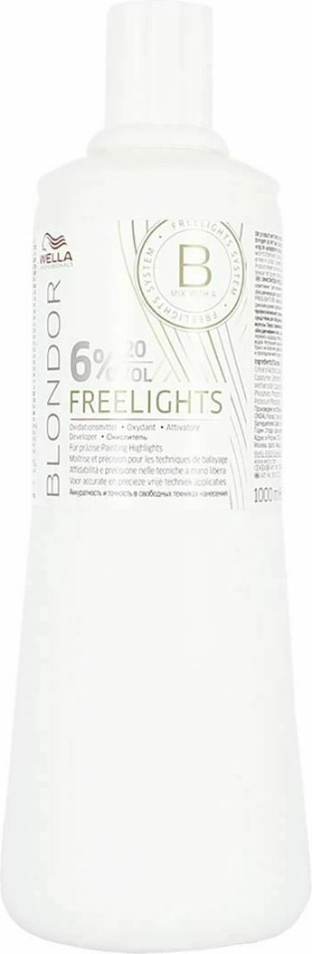Krem zhvillues për flokë Wella Professionals Blondor Freelights 6% për femra, 1000ml