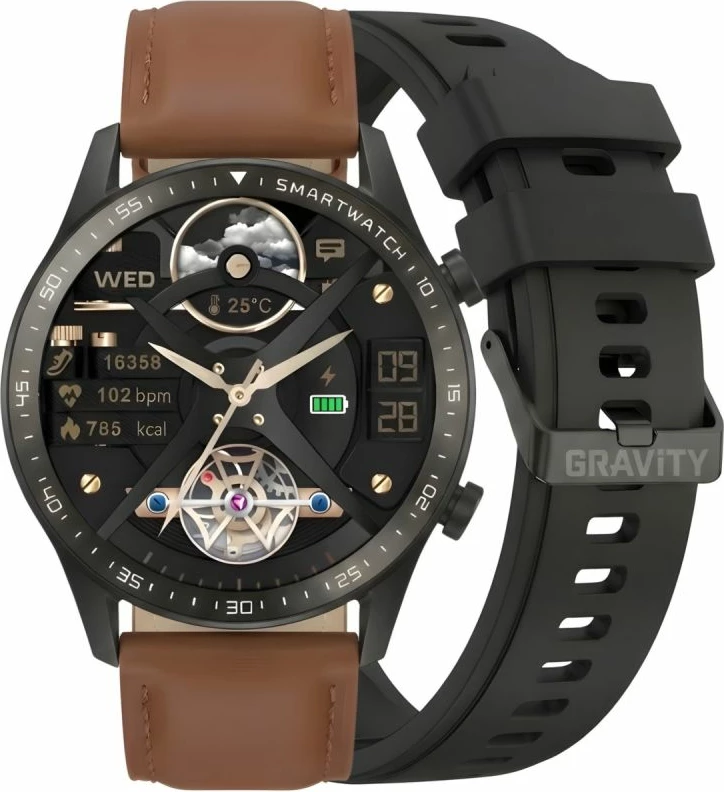 Smartwatch Gravity GT10-4, dy rripa, e zezë