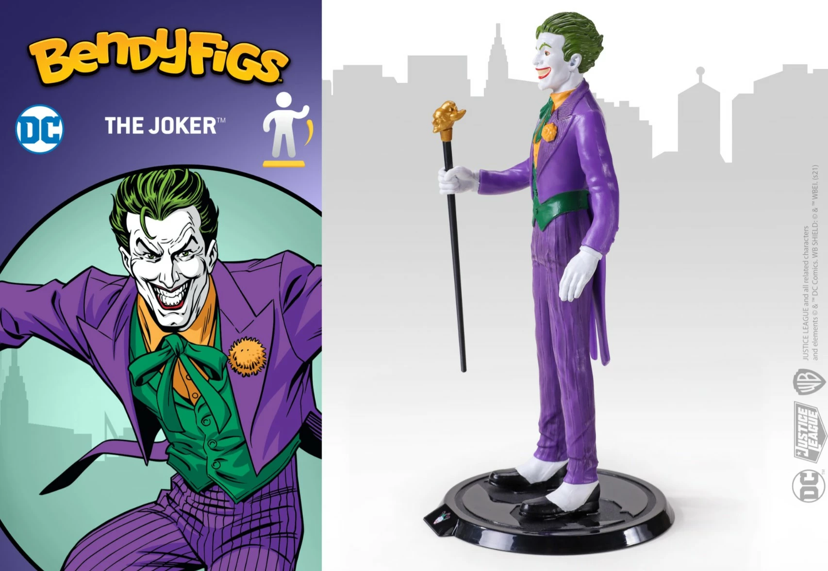Figurinë e përkulshme Noble Collection Bendyfigs DC Batman (Comic) The Joker 18 cm, me bazë
