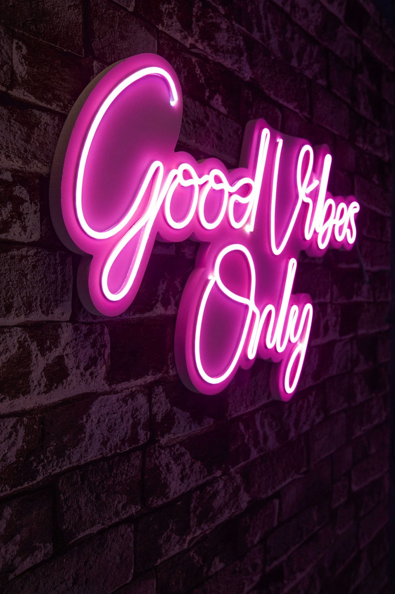 Dritë dekorative murale LED, plastikë, Good Vibes Only, rozë