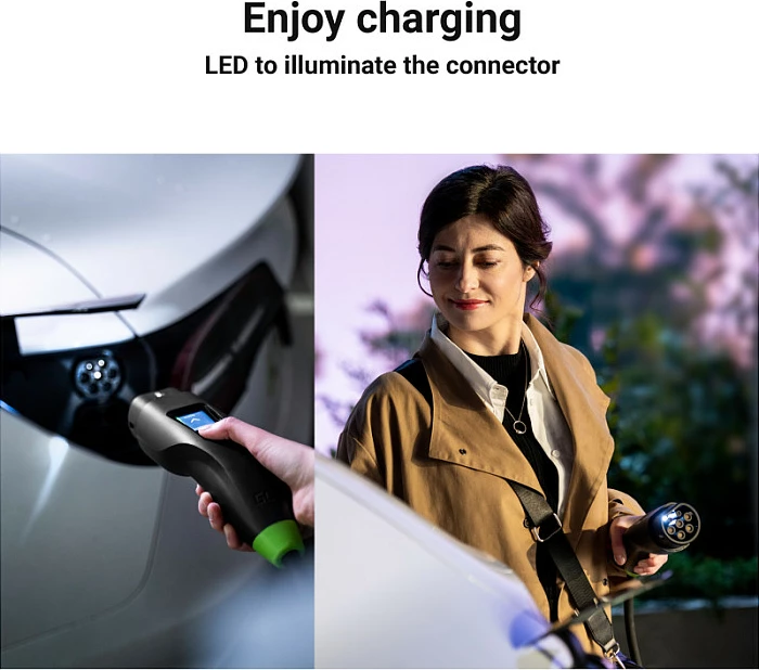 Stacion karikimi EV Green Cell Habu, 7 m, 2-në-1, 11 kW, i zi
