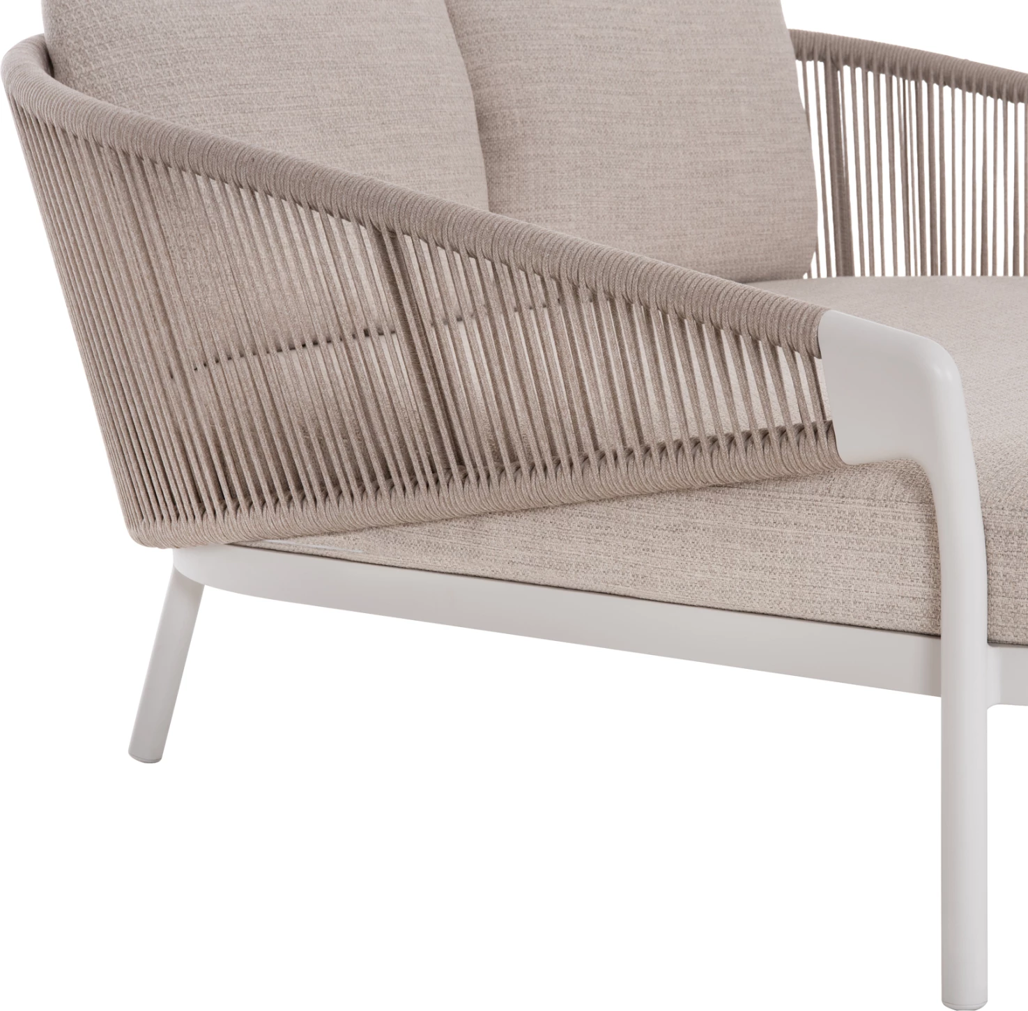 Daybed dopio XANTION, alumin i bardhë, litar, stof OLEFIN, 157x147x88cm