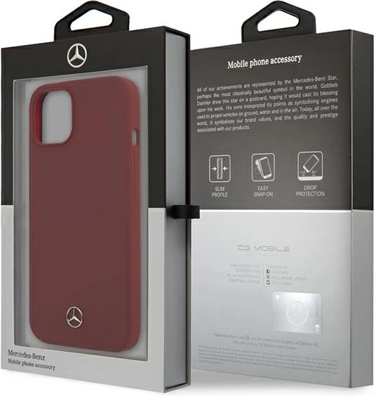 Mbështjellës Mercedes Silicone Line për iPhone 13 mini 5.4\", i kuq, në kuti