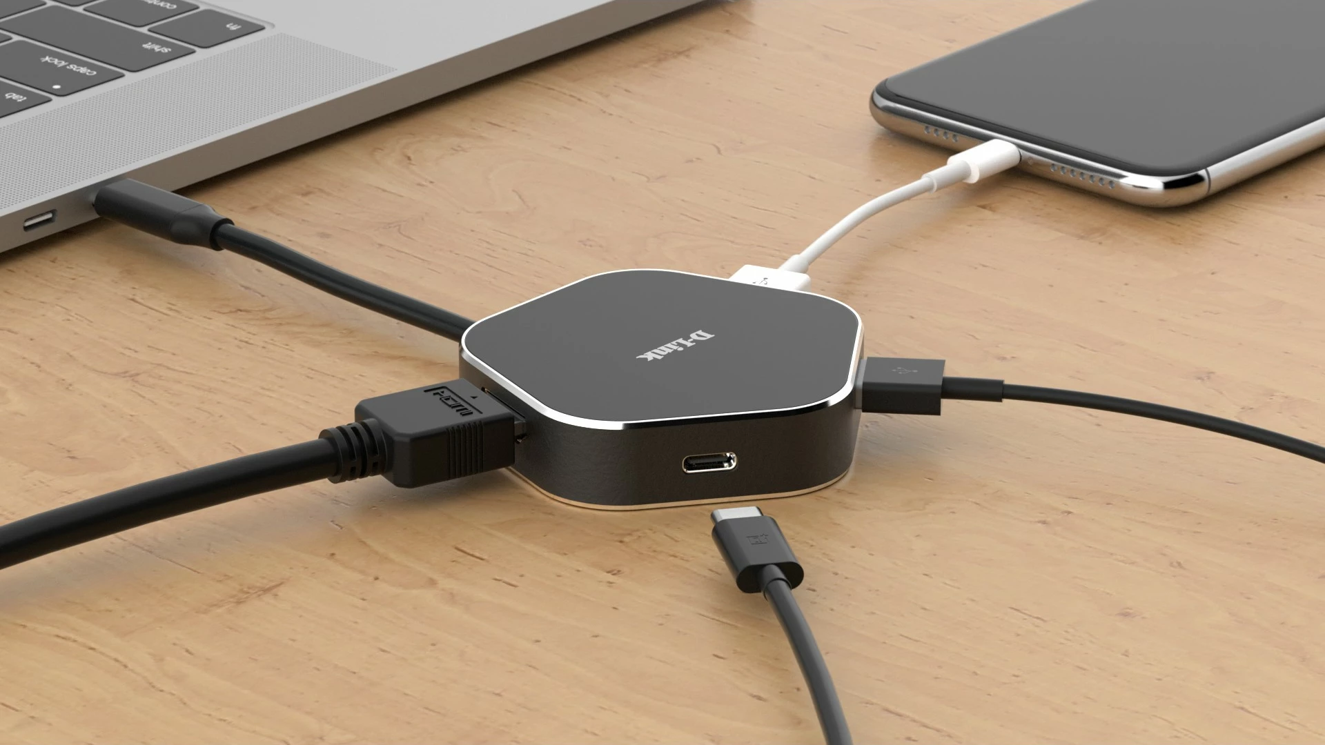 Hub USB D-Link DUB-M420, Thunderbolt 3, 60 W, Alumini, i zi