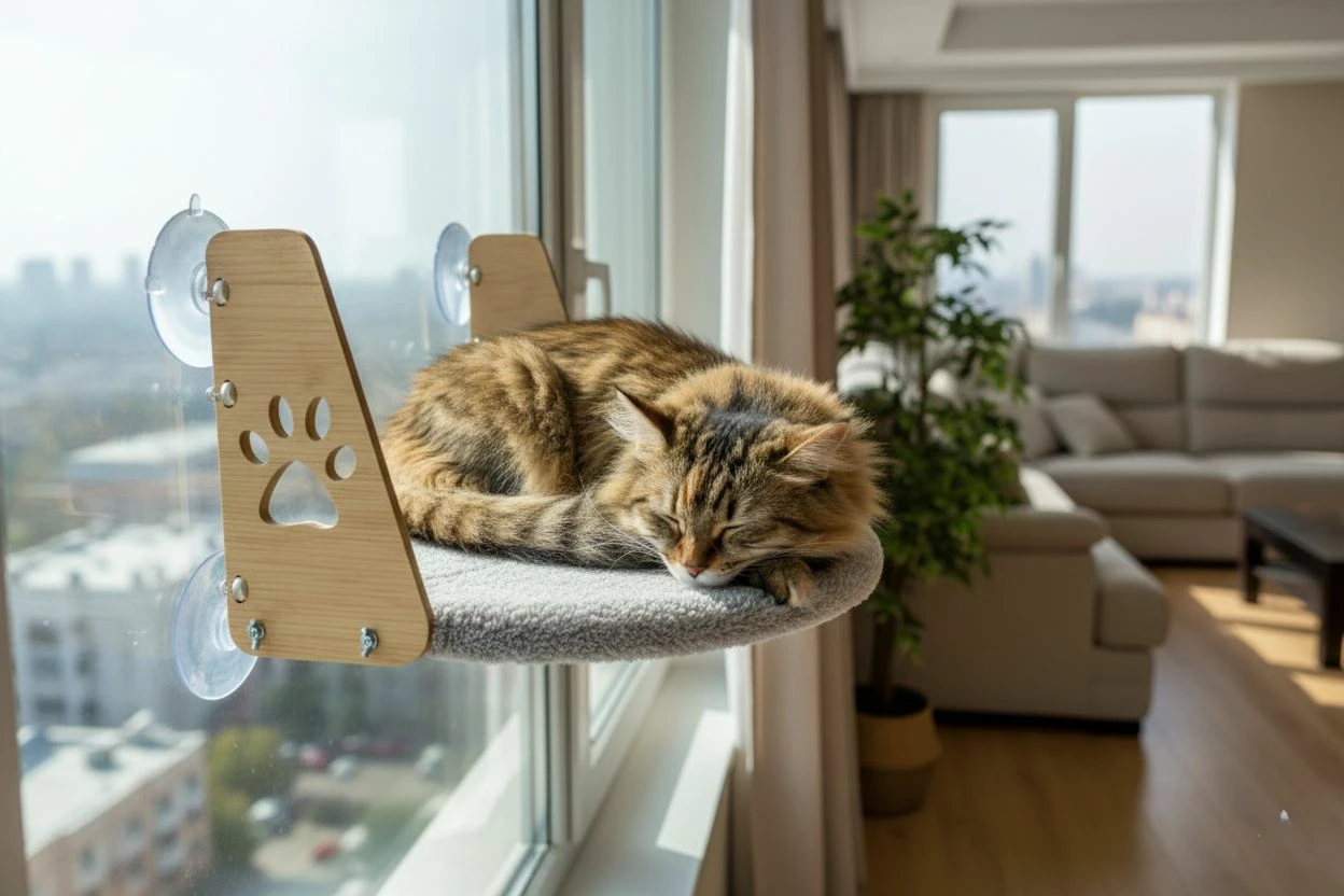 Shtrat për kafshë, Paws & Whiskers, shtrat dritareje, ngjyrë gri