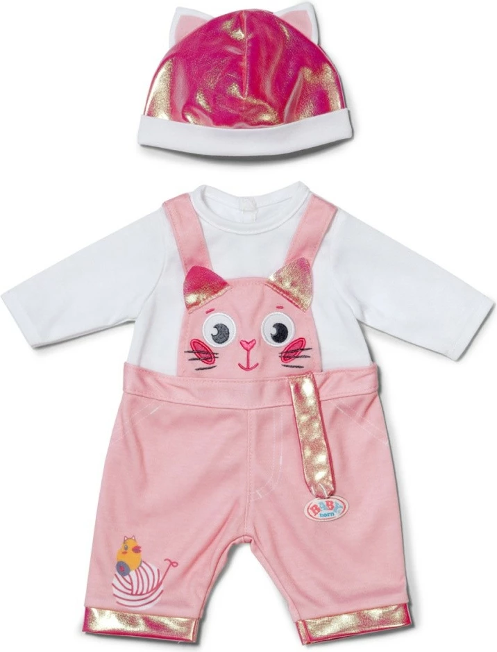 Veshje kukulle, Baby Born, Kitten Onesie 839430-116725, 43 cm, rozë/bardhë, set me kapelë