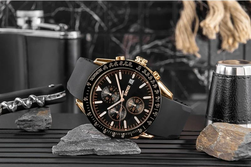 Orë dore për meshkuj Skmei, e zezë