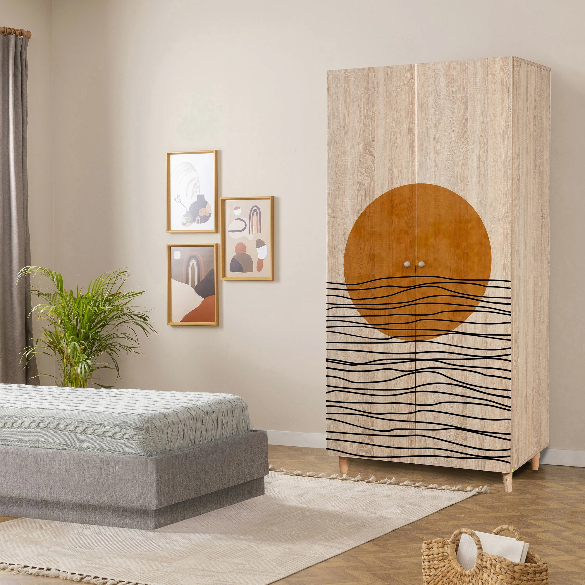 Dollap Hanah Home, Lidya 2, ngjyrë sonomo, 90x192x52cm