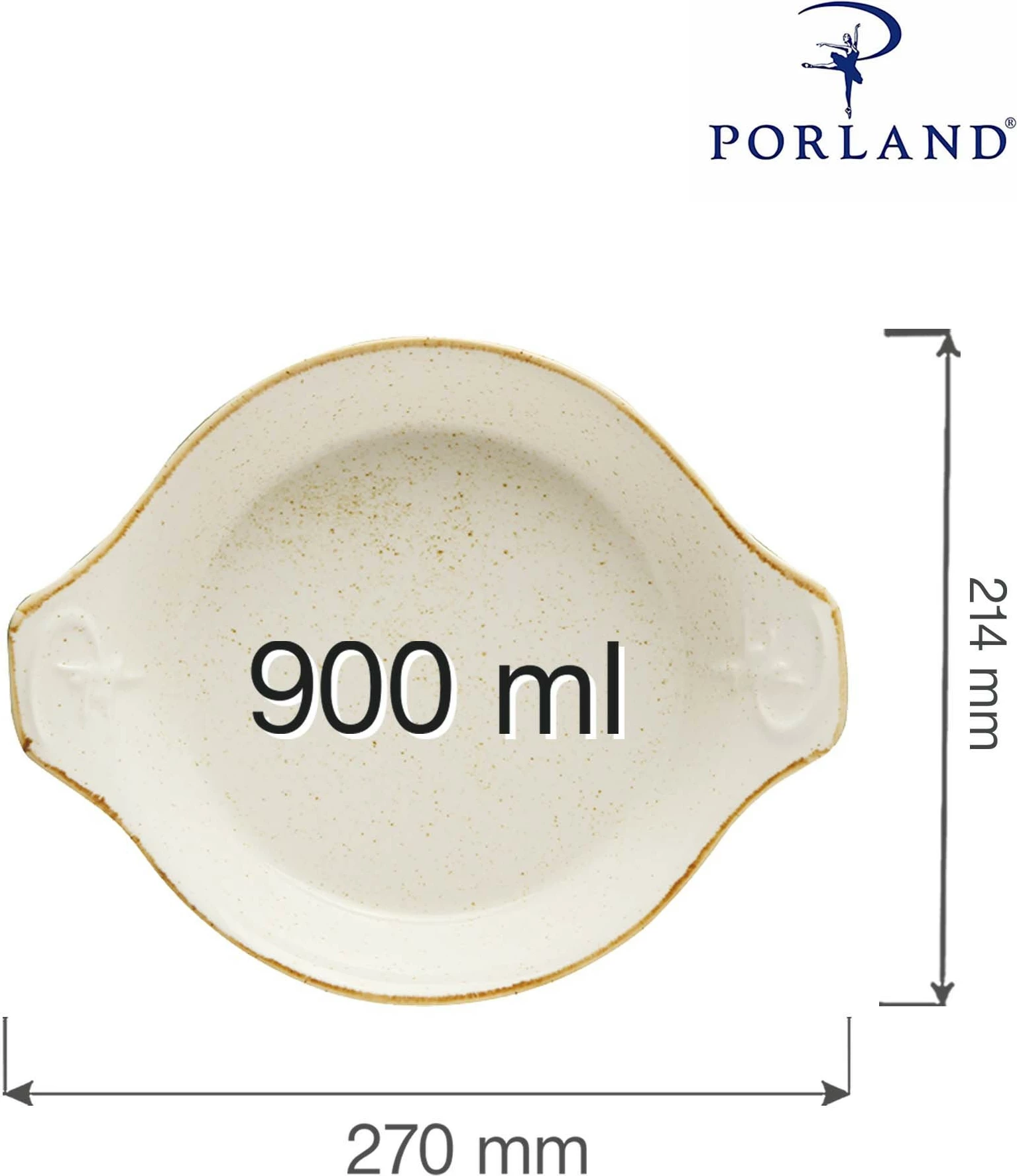 Tavë pjekjeje porcelani Porland Seasons Sand 900 ml ø210 mm, krem, set 6 copë