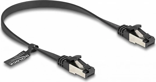 Kabllo rrjeti DeLOCK RJ45 Cat8.1, 0.25 m, flat, 40GbE, e zezë