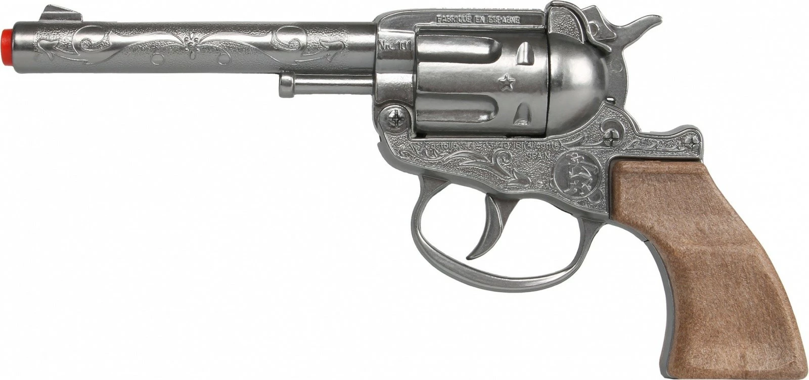 Revolver lodër Pulio Gonher Cowboy 155101/0, metal, argjend, dorezë si dru