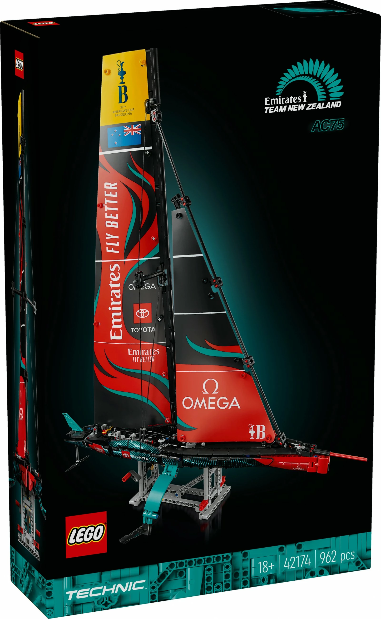 Set ndërtimi LEGO Technic Emirates Team New Zealand AC75, 962 pjesë, multingjyrësh