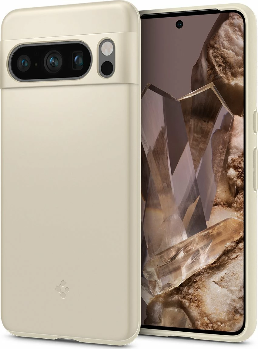 Mbështjellës Spigen Thin Fit për Google Pixel 8 Pro, TPU+PC, beige