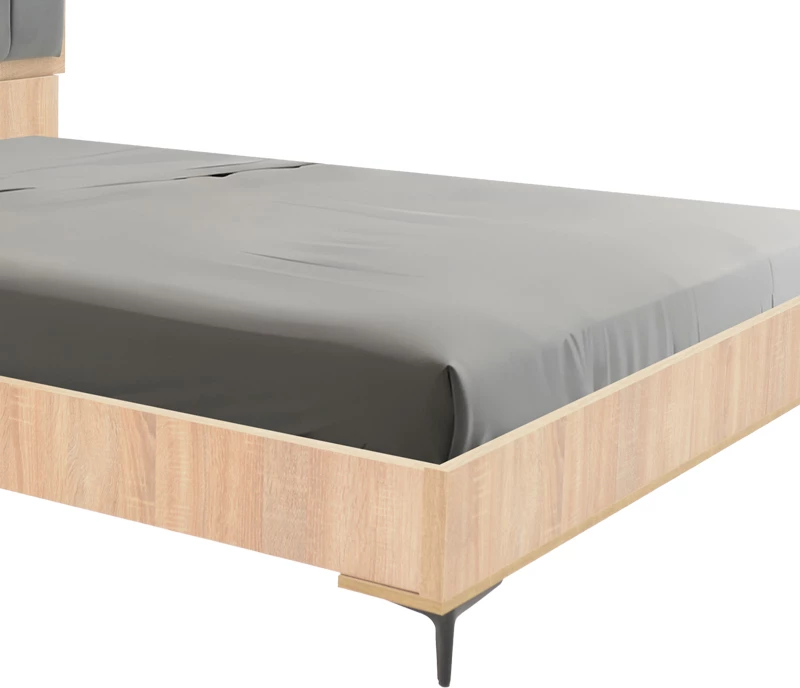 Krevat dopio Monacol, ngjyrë natyrale me gri të errët, 160x200cm