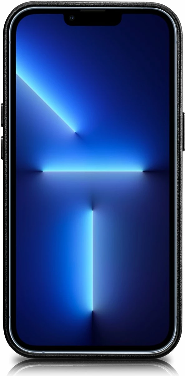 Mbështjellës iCarer për iPhone 14 Plus, lëkurë natyrale, MagSafe, zi