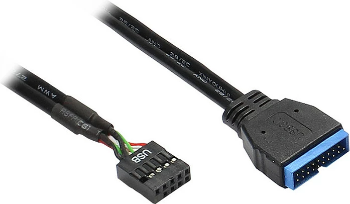 Adapter kabllo USB interne GoodConnections, header 9-pin, 15 cm, zezë