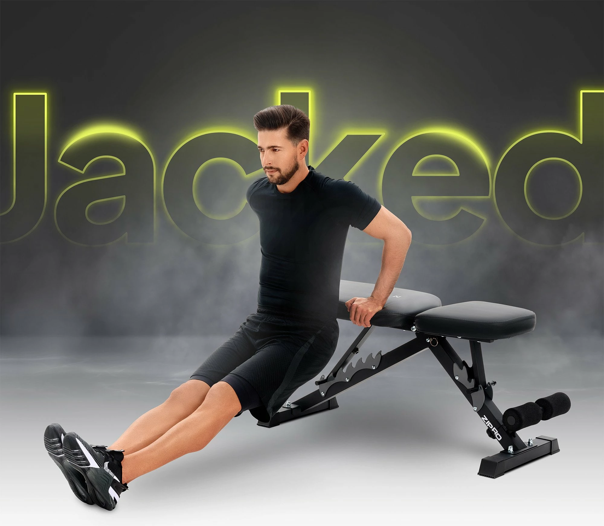 Bankë ushtrimesh e rregullueshme Zipro Jacked 230 kg, e palosshme, e zezë