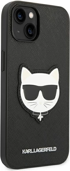 Mbështjellës Karl Lagerfeld KLHCP14MSAPCHK për iPhone 14 Plus 6.7", Saffiano Choupette Head Patch, i zi