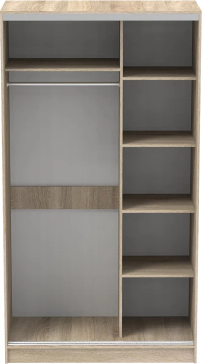 Dollap me dy dyer rrëshqitëse, pasqyrë, ngjyrë sonoma, 120x60x220cm