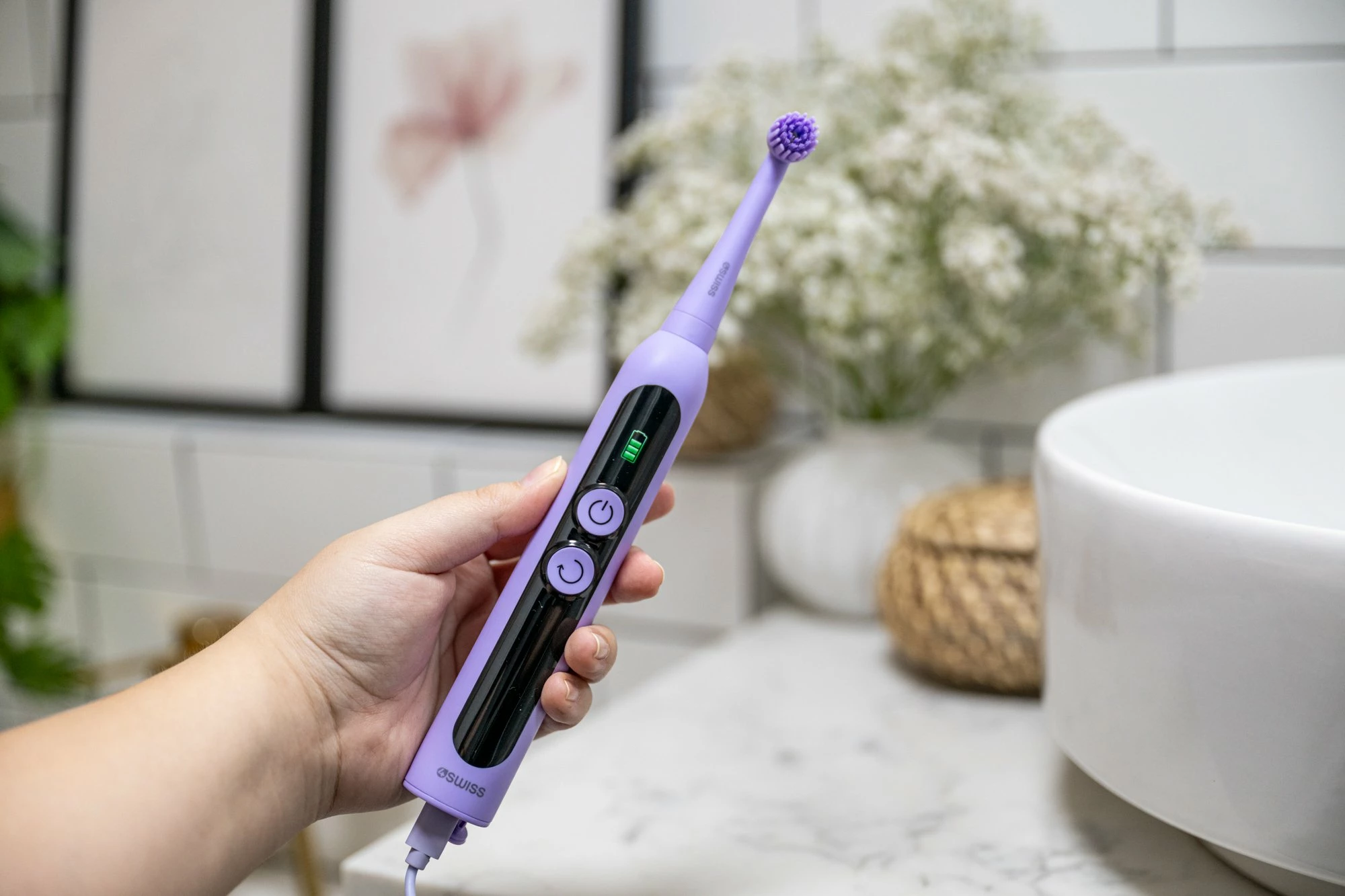 Furçë dhëmbësh elektrike 4Swiss ST216 Electrosonic Care+, 6 mënyra, 2 koka, bateri 2000 mAh, LCD, IPX7, mint, set 2 copë