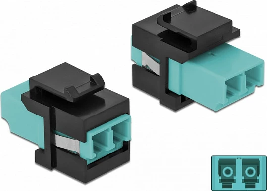 Modul Keystone DeLOCK LC Duplex femër-femër, aqua/zi