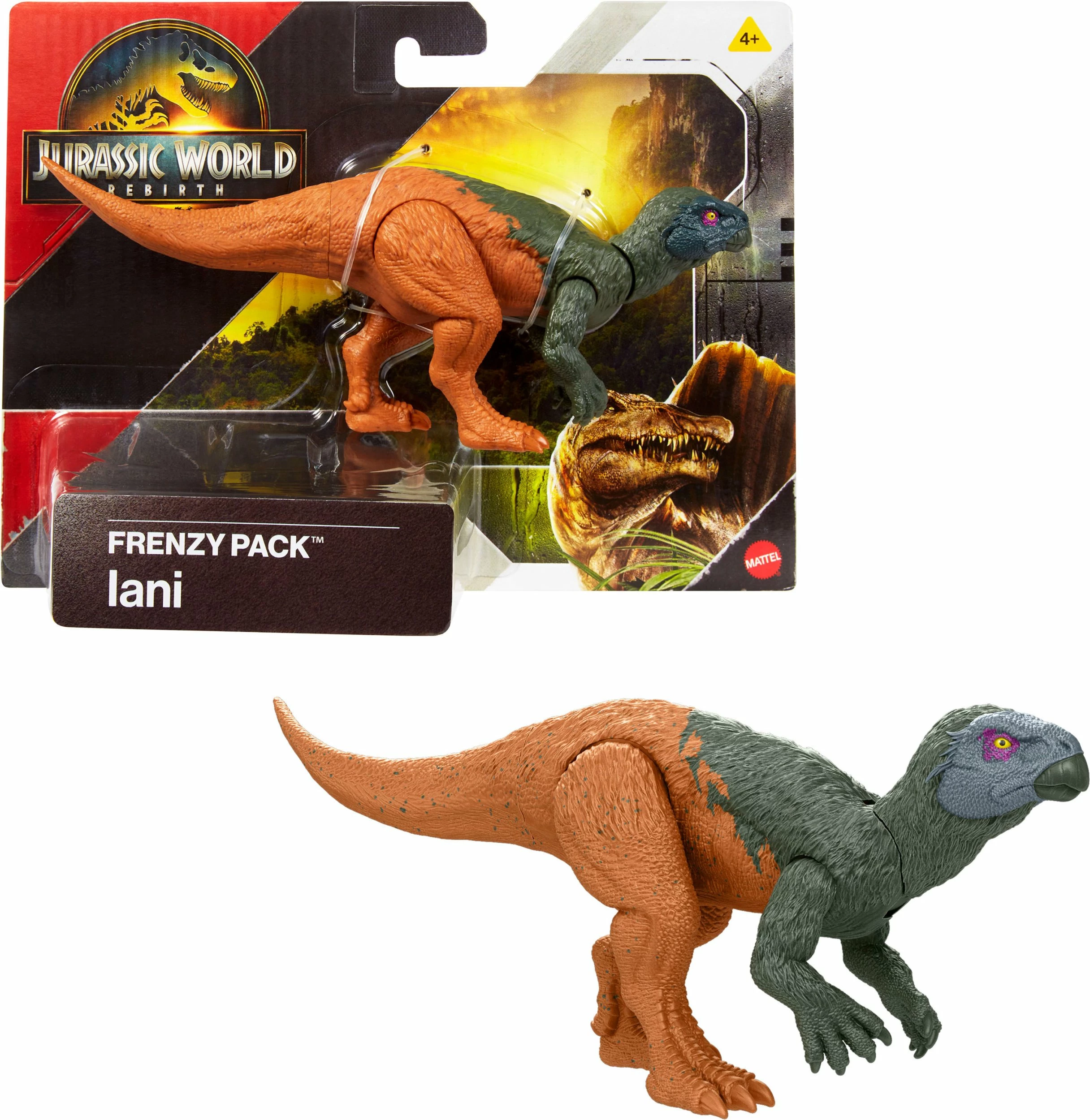 Figurinë dinosauri Mattel Jurassic World Frenzy Pack Iani JCL52 7.5 cm kafe/gri, set 1 copë