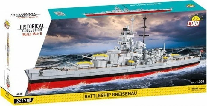 Set blloqe ndërtimi Cobi Battleship Gneisenau 2417 copë, shkallë 1:300