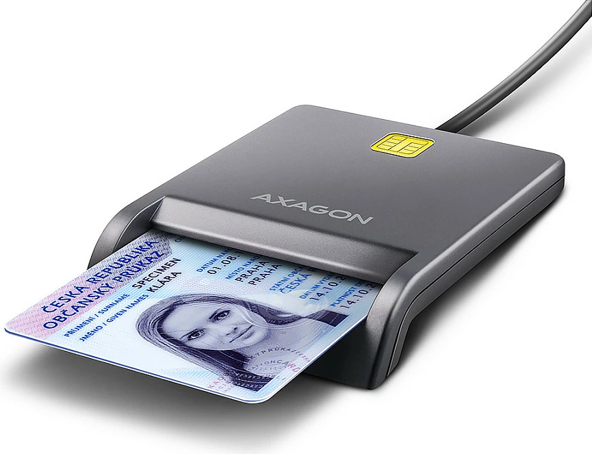 Lexues Smart Card Axagon CRE-SM3T, USB, i sheshtë, zi/gri