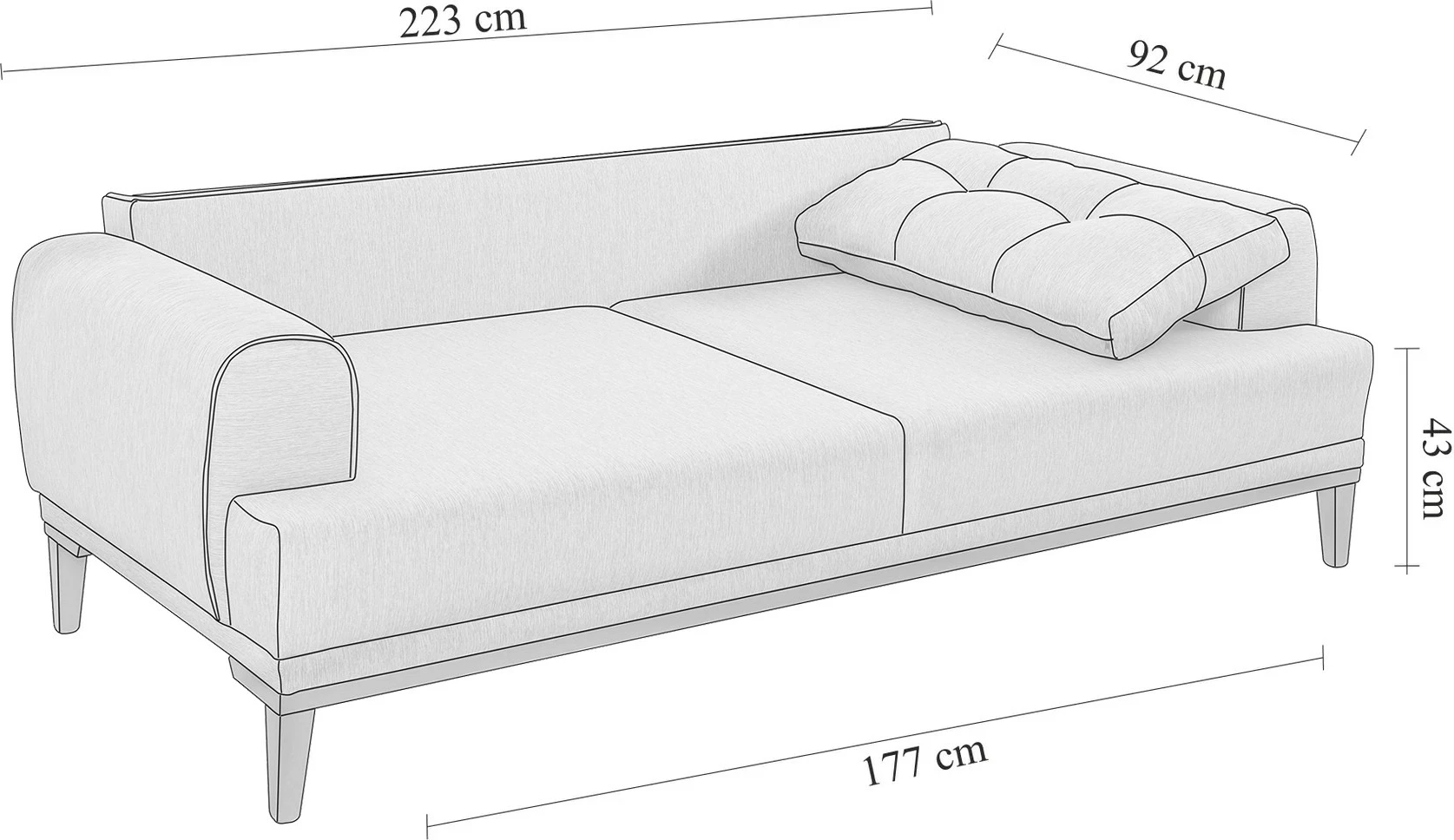 Divan treshe Atelier del Sofa, Vina 3, krem, Atlantic Pine