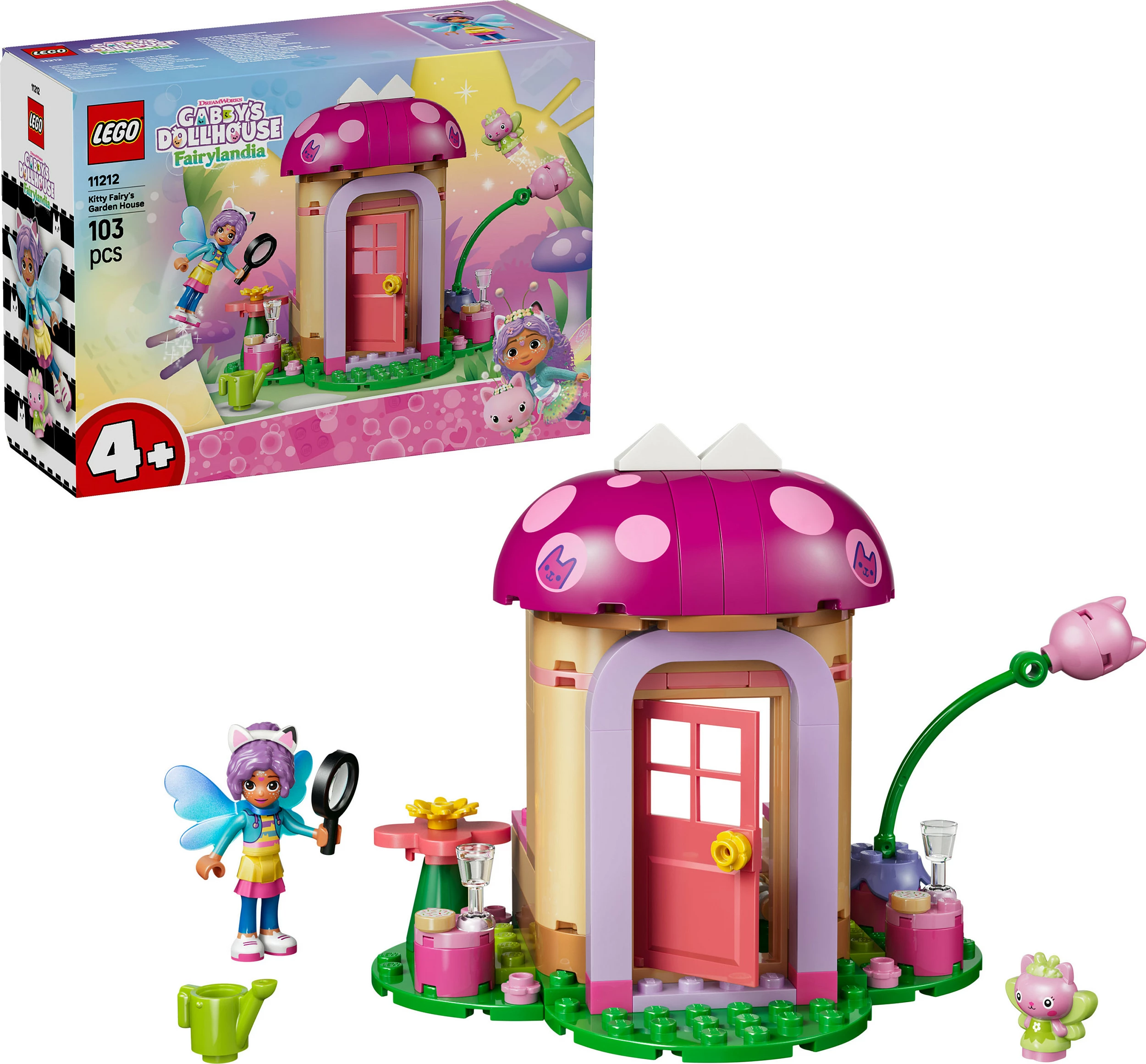 Set ndërtimi LEGO Gabby’s Dollhouse 11212 Kitty Fairy’s Garden House, 103 copë, 4+, shumëngjyrësh