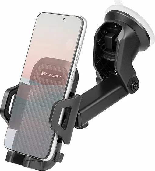 Mbajtës telefoni për veturë Tracer U33, deri 7\", krah teleskopik 17 cm, kapëse 95 mm, montim me vakum, i zi