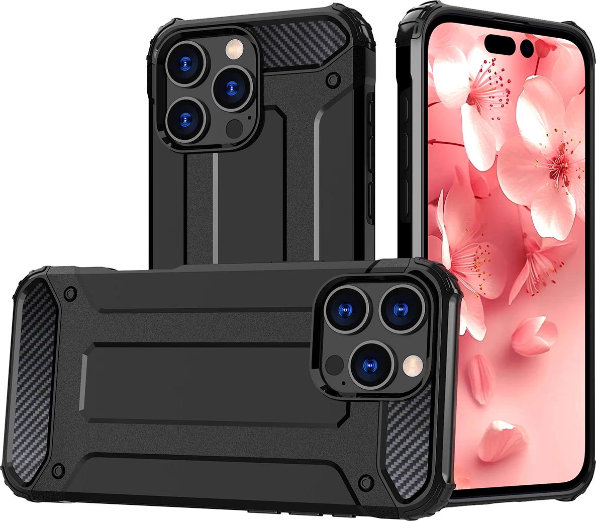 Mbështjellës Hurtel Hybrid Armor për iPhone 16 Pro, i zi