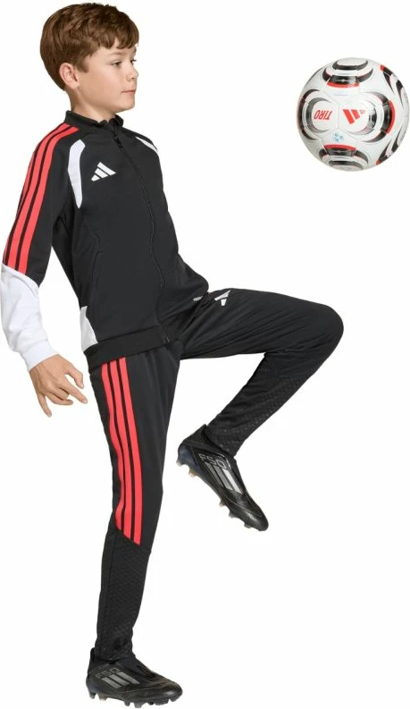 Pantallona sportive për fëmijë adidas, të zeza e të kuqe [Madhësia: 164 cm]