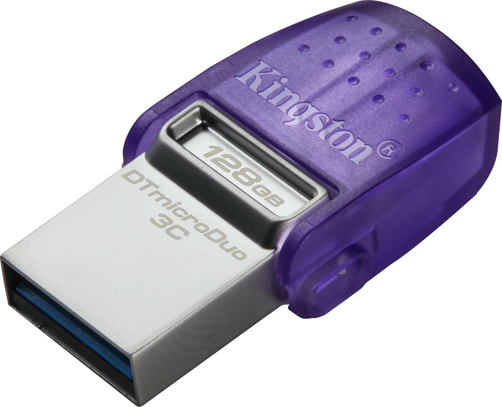 USB flash Kingston DataTraveler microDuo 3C 128GB, USB-A/USB-C, 200MB/s, stainless steel, purple
