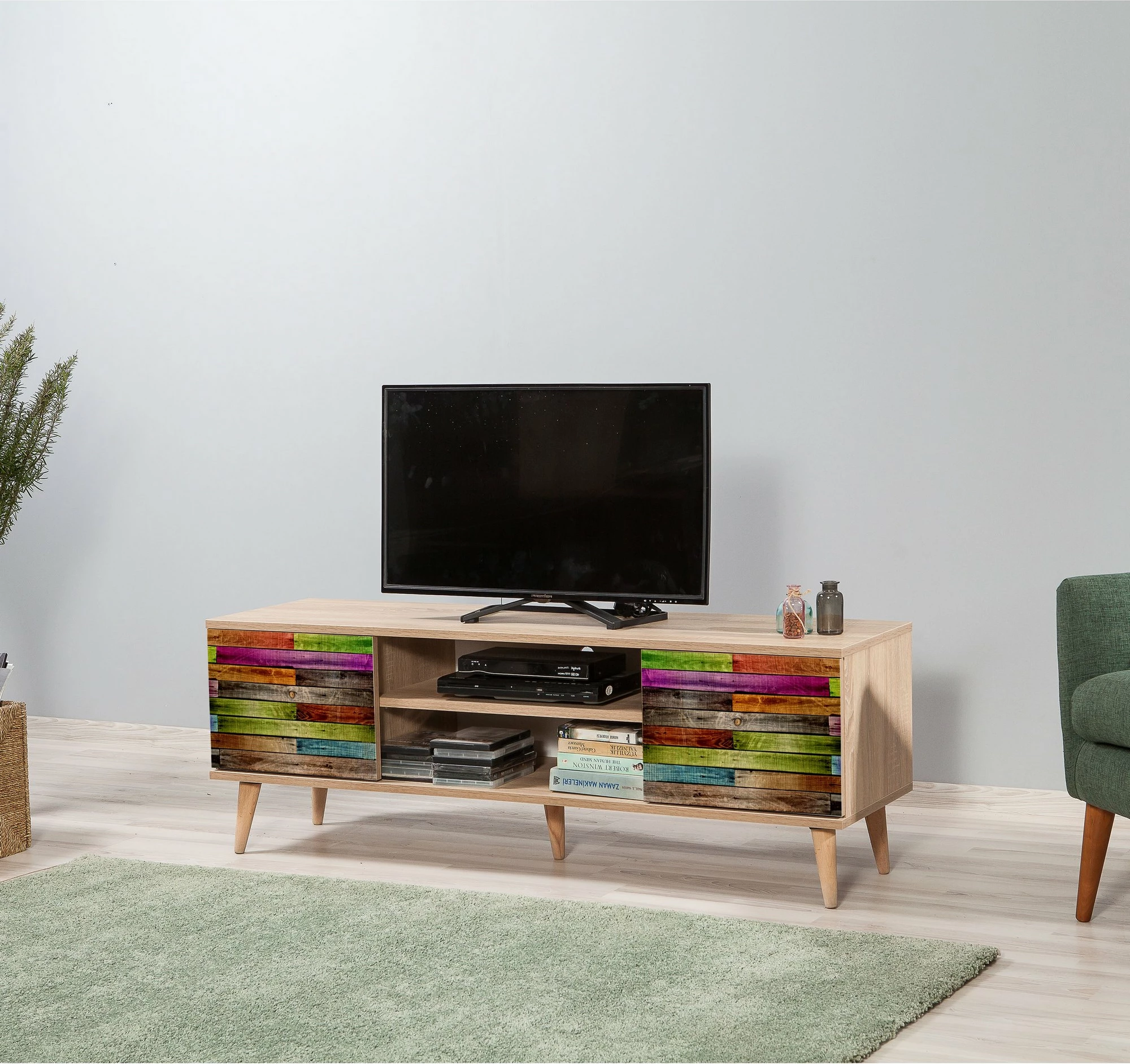 Komodë TV Truva, ngjyrë lisi Sonoma, 140x50x40cm
