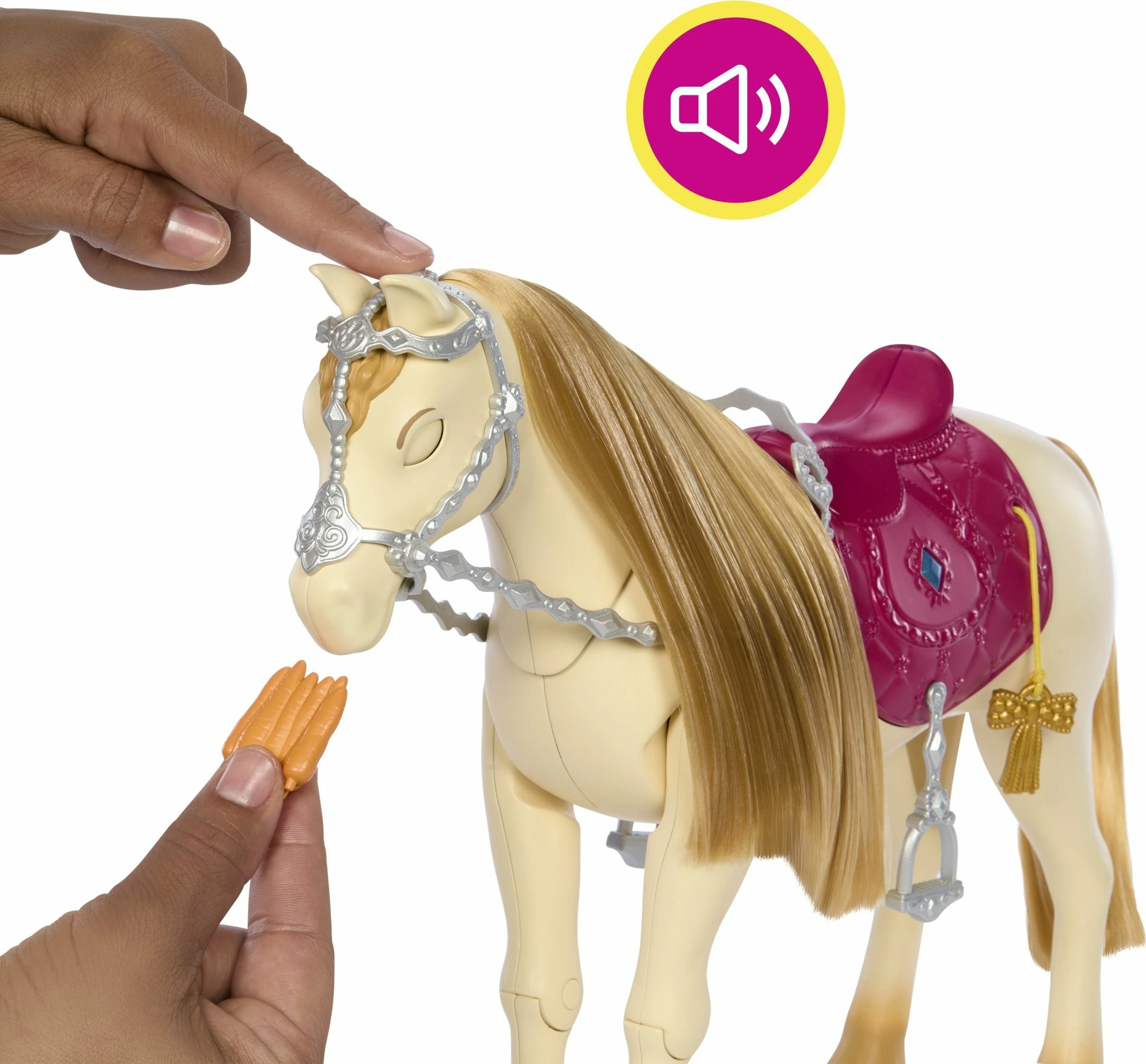 Kal interaktiv lodër Mattel Barbie Tornado HXJ42 me mbi 20 aktivizime tingulli, muzikë dhe aksesorë, rozë/krem