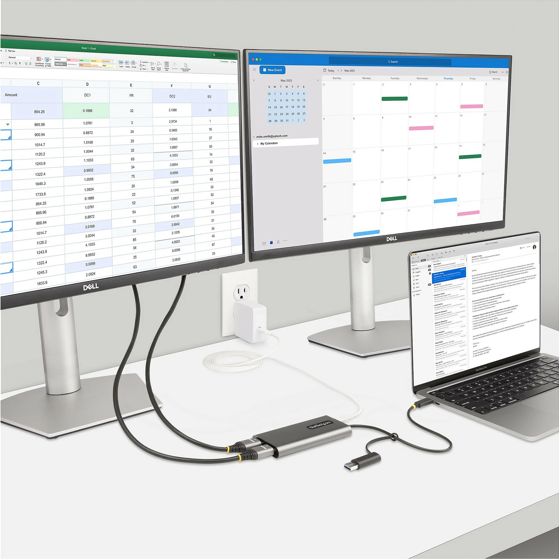 Adapter USB-C/A në Dual HDMI StarTech, 2x HDMI, 4K 60Hz, Power Delivery 100W, gri
