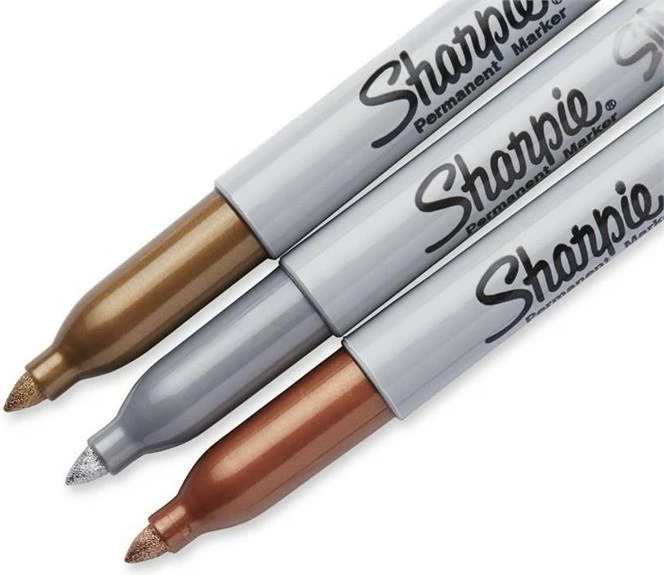 Set marker permanent Sharpie 3 copë, metallic, fine tip 0.9mm, bronze gold silver