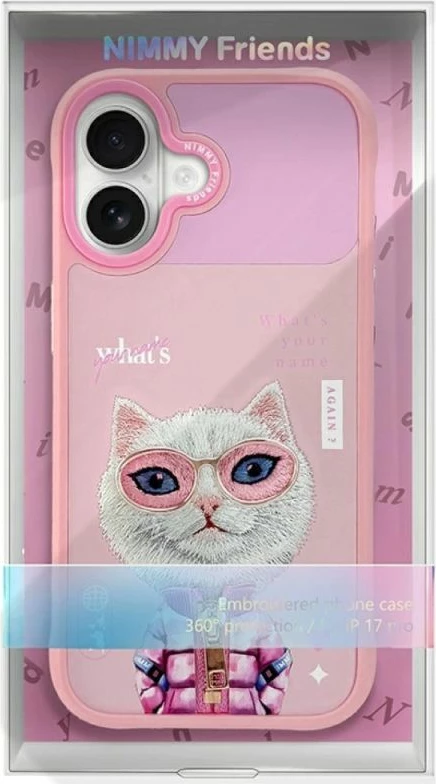 Kapak telefoni Nimmy Cool&Cute 2.0 Cat për iPhone 17, rozë