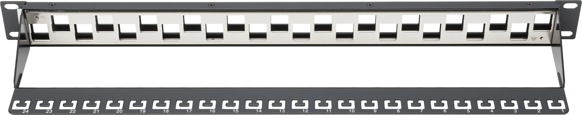 Patchpanel Digitus 24-portë, Cat6a, 1U, i zi